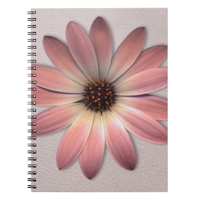 Pink Daisy - Mink Leather Texture Image Background Notebook (Front)