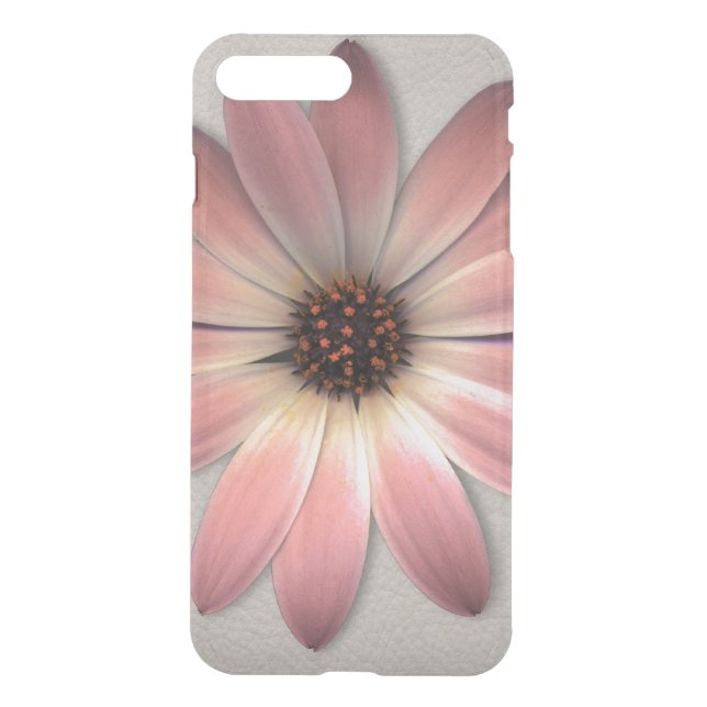 Pink Daisy - Mink Leather Texture Image Background Uncommon iPhone Case (Back)