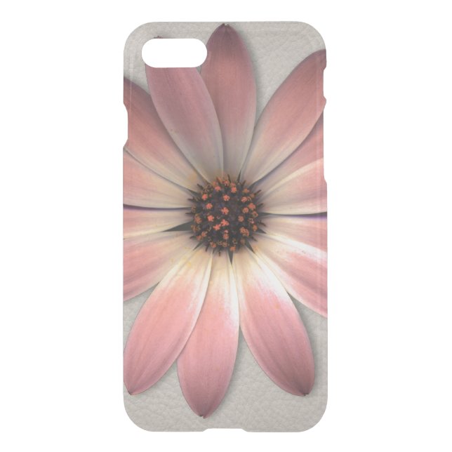 Pink Daisy - Mink Leather Texture Image Background Uncommon iPhone Case (Back)
