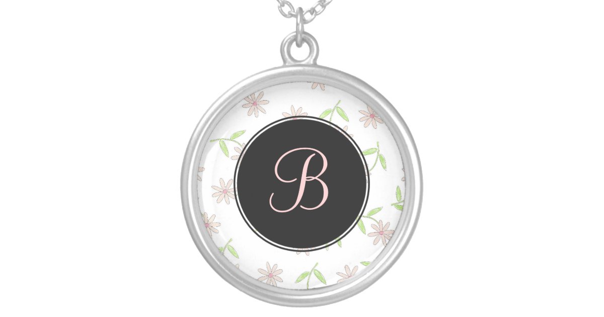 Pink Daisy Monogram Necklace - April Birth Flower | Zazzle