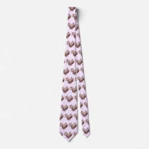 Pink Daisy Mums Heart Neck Tie