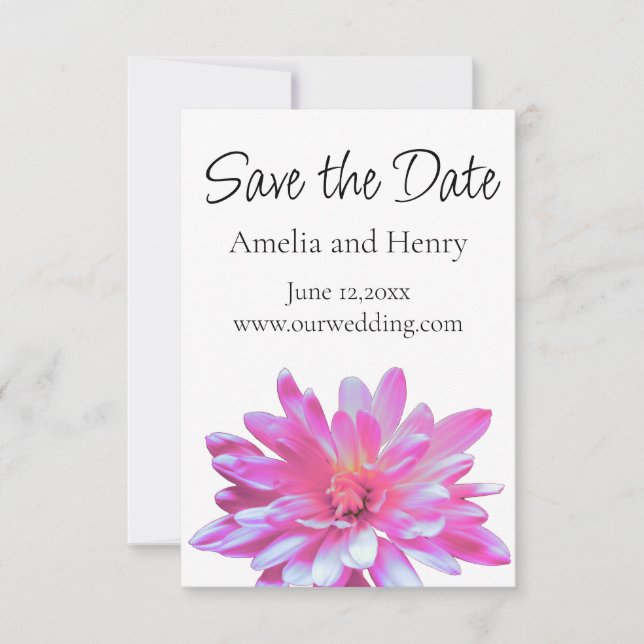 Pink Daisy oink floral pink flower - save the date (Front)