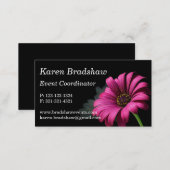 Pink Daisy on Black Event Planner Business Cards (Front/Back)