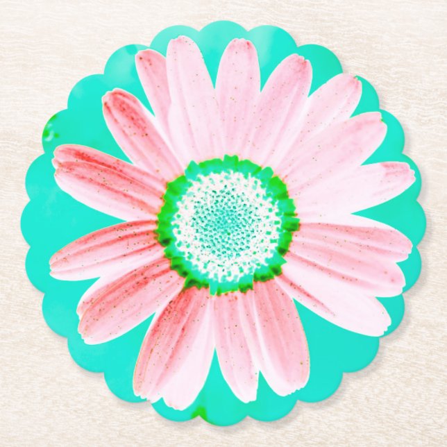 Pink Daisy Paper Coaster (Front)