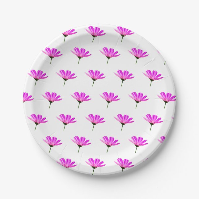 Pink Daisy  Paper Plates (Front)