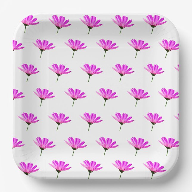 Pink Daisy  Paper Plates (Front)