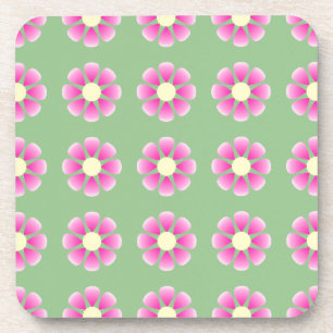 Pink daisy pattern beverage coaster