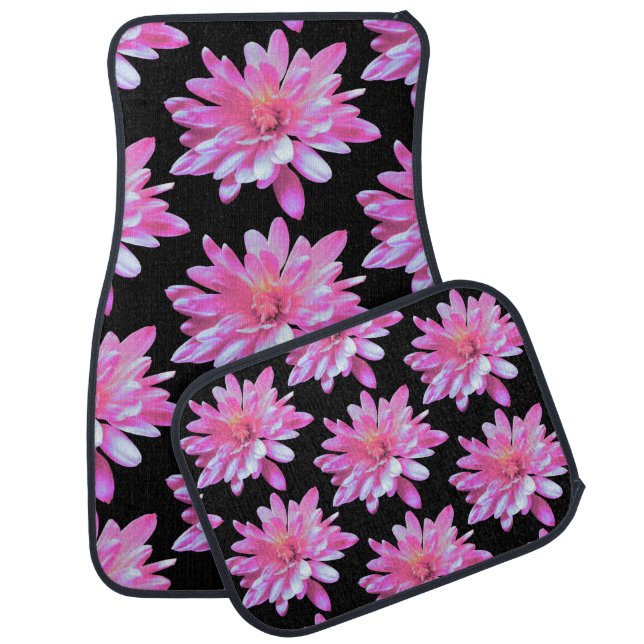 Pink daisy pattern  car floor mat (Set)