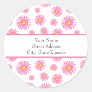 'Pink Daisy Pattern' Labels