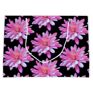 Pink daisy pattern large gift bag