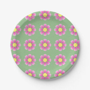 Pink daisy pattern paper plates