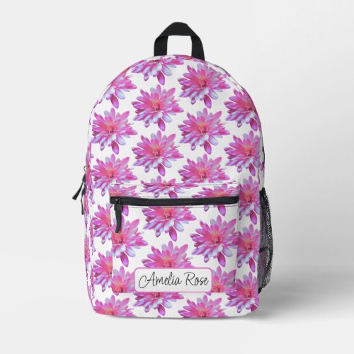 Pink daisy pattern pretty floral pattern printed backpack
