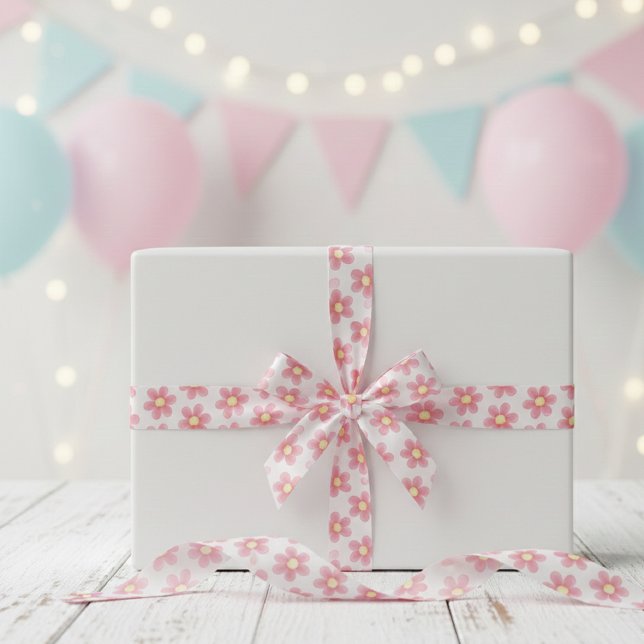 Pink Daisy Pattern Ribbon - Cute Floral Satin  (Creator Uploaded)