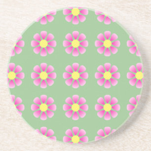 Pink daisy pattern sandstone coaster