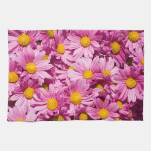 Pink daisy pattern towel