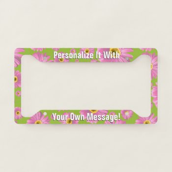 Pink Daisy Pop Personalized License Plate Frame by trendyteeshirts at Zazzle