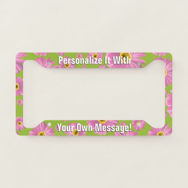 Pink Daisy Pop Personalized License Plate Frame (Front)