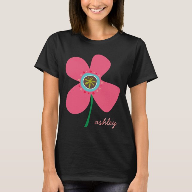 Pink Daisy Pop Whimsical & Cute Summer Flower T-Shirt (Front)