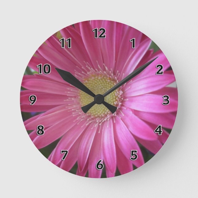 Pink Daisy Princess Round Clock (Front)