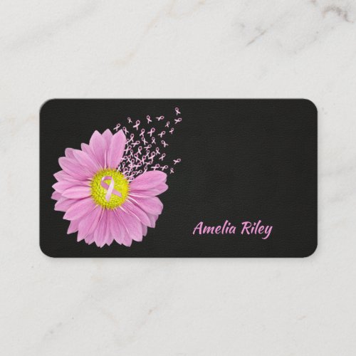Pink Daisy Ribbons Business Card