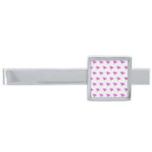 Pink Daisy Silver Finish Tie Bar