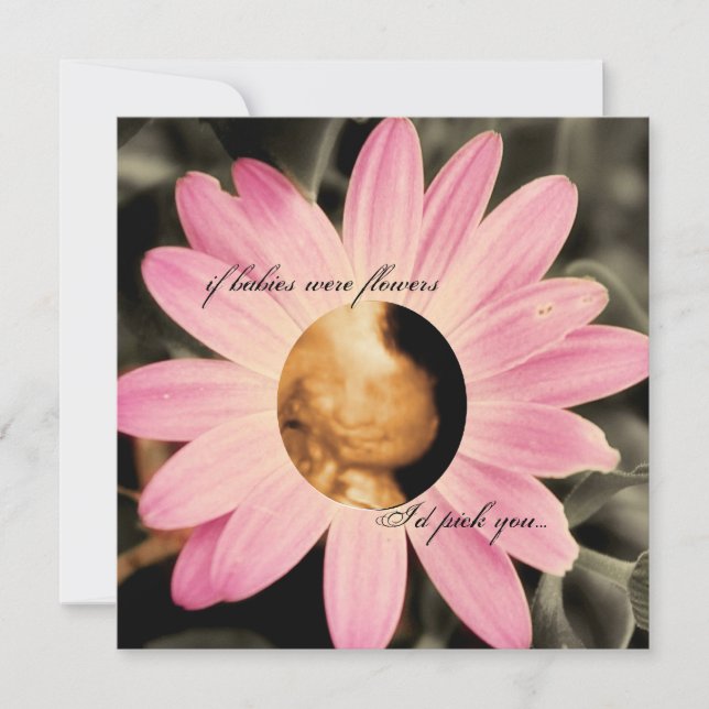 Pink Daisy Sonogram Baby Shower Invitations (Front)