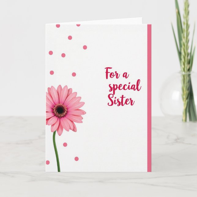 Pink Daisy Special Sister Card (Front)