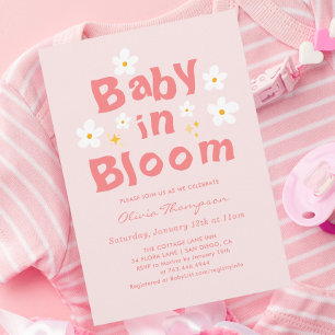 Pink Daisy Spring Baby In Bloom Baby Shower Invitation