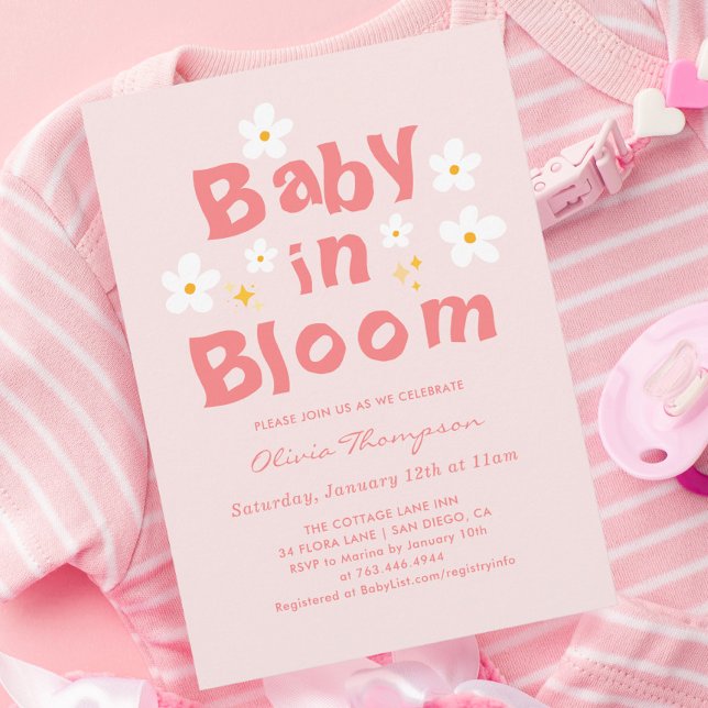 Pink Daisy Spring Baby In Bloom Baby Shower Invitation (Creator Uploaded)