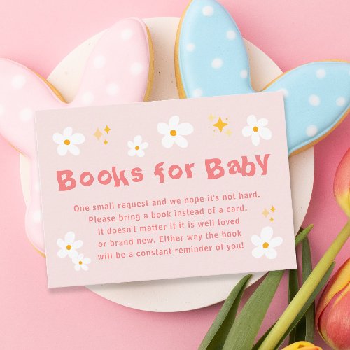 Pink Daisy Spring Baby Shower Books For Baby Enclosure Card