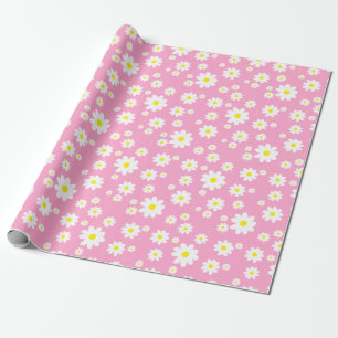 Pink Daisy Spring Pattern Wrapping Paper