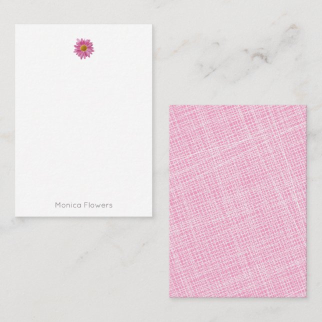 Pink Daisy Stationary NAME for Her Note Card (Front/Back)