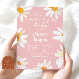 Pink Daisy Sunflower Mommy To Be Baby Shower Invitation