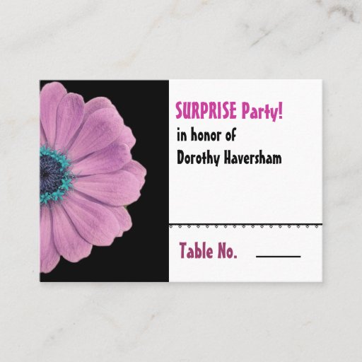 Customizable Pink Daisy Surprise Birthday Table Place Card Business Cards