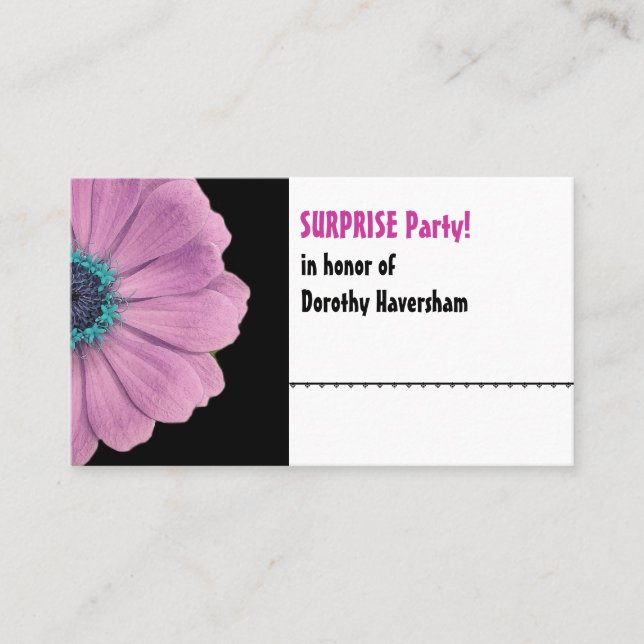 Pink Daisy Surprise Birthday Table Place Card Ver3 (Front)