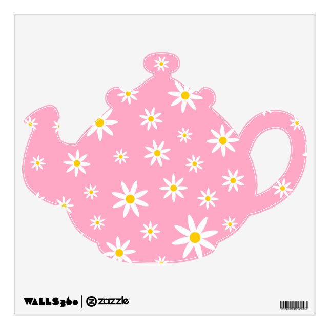 Pink Daisy Teapot Wall Decal (Front)