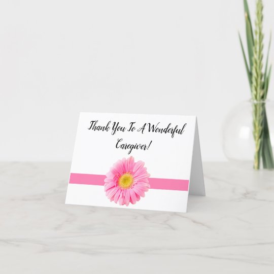 Pink Daisy Thank You Caregiver Card