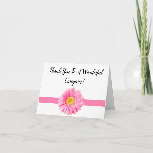 Pink Daisy Thank You Caregiver Card (Front)