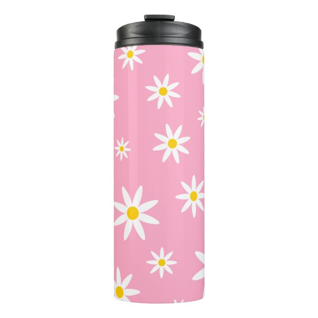 Pink Daisy Thermal Tumbler (Front)