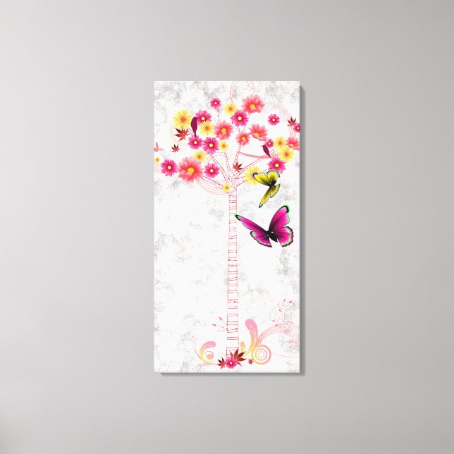 Pink Daisy Tree Canvas Print (Front)