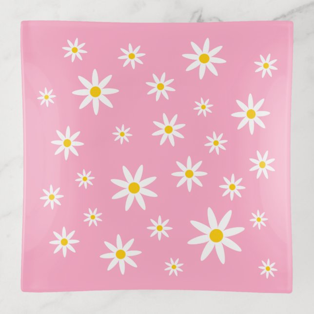 Pink Daisy Trinket Tray (Front)