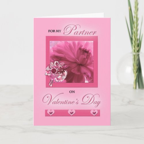 Pink Daisy Valentine for Life Partner Holiday Card