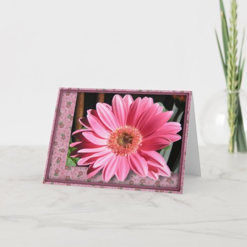 Pink Daisy Valentines Day Card Large Print