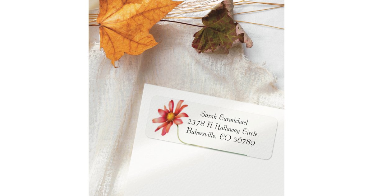 Pink Daisy Watercolor Return Address Label | Zazzle