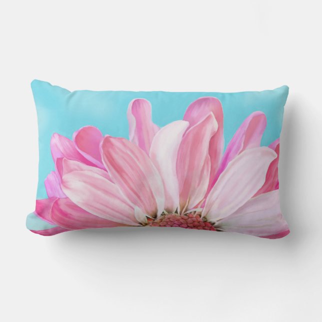 Pink Daisy Watercolor Throw Pillow (Front)