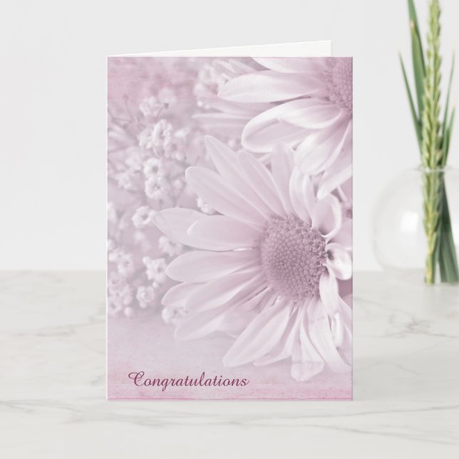 Pink Daisy Wedding Congratulations Card (Front)