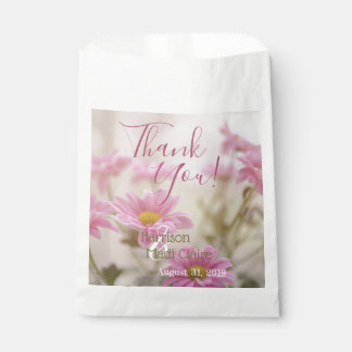 Pink Daisy Wedding Favor Bag Romantic Flowers
