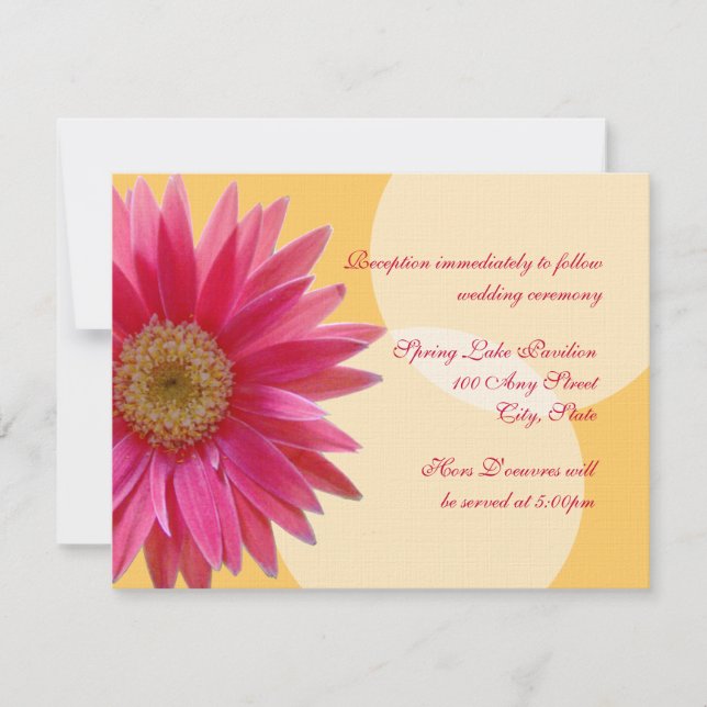Pink  Daisy Wedding Invitation (Front)