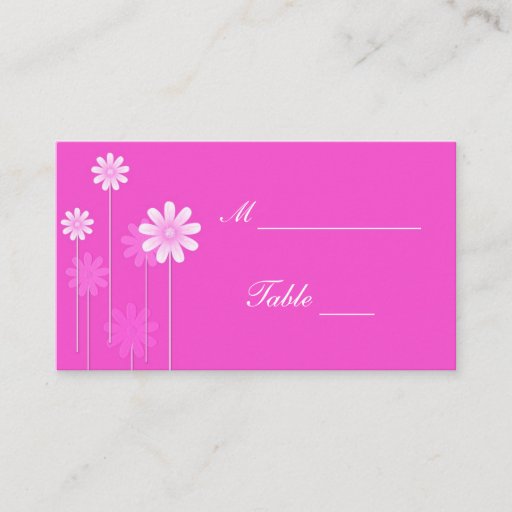 Customizable Pink Daisy Wedding Place Card Holders Business Card