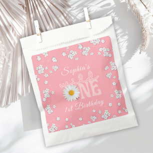 Pink Daisy Wild One 1st Birthday  Favor Bag